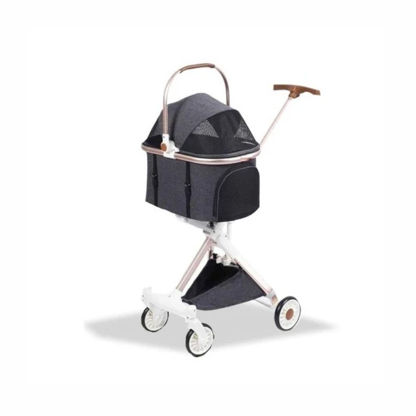 EuroDog Katlanabilir Köpek Arabası Koyu Gri 83x48,5x110 cm ürün görseli