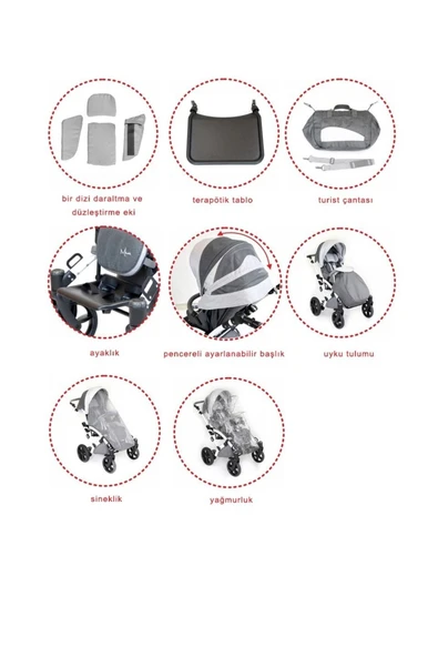 MyWam Mewa Engelli Çocuk Puseti Full Aksesuarlı SİYAH - 8