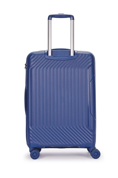 Benetton Trolley Valiz Koyu Mavi Orta Boy 14BNT8001-02-KMV - Resim 5