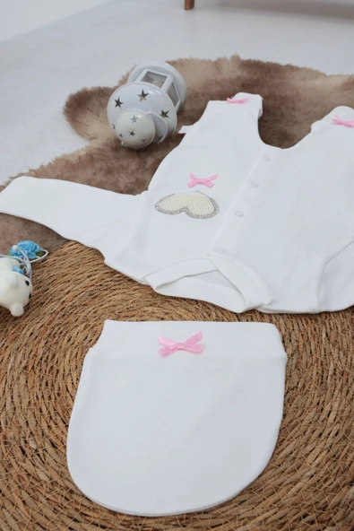 Sema Baby Pamuklu Bebek Tulum Seti 6-9 Ay - Love - 2