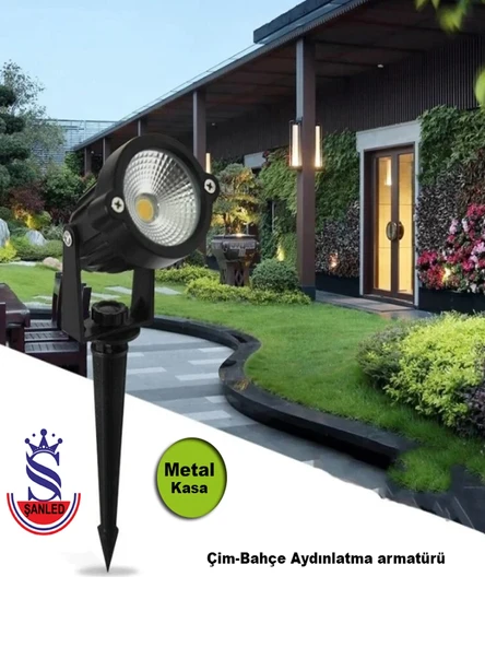 5W YEŞİL IŞIK SİYAH KASA ÇİM BAHÇE AYDINLATMA ARMATÜRÜ 1 Adet - 3