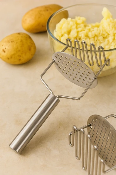 Lux Terni Çiftli Paslanmaz Patates Ezici