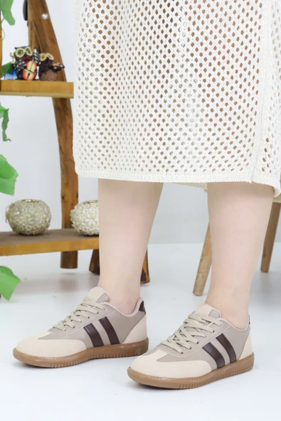 Bej Kahverengi Kadın Günlük Spor Ayakkabı Rahat Tabanlı Sneaker ürün görseli