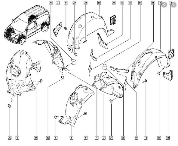 Renault Camurluk Davlumbazı Arka Sag Kangoo III 08> - Brd 674 ürün görseli