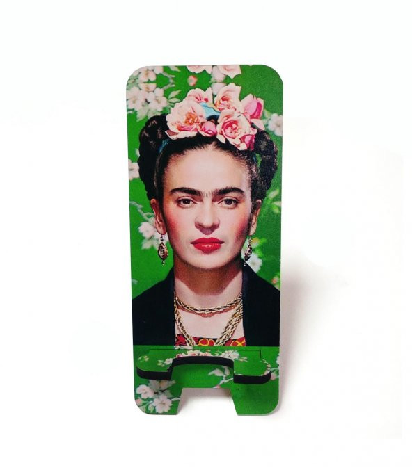 Frida Kahlo Baskı Ahşap Kesim Cep Telefonu Standı Ofis Masa Süsü