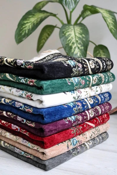 Kadife Seccade Astarlı Lüks 70x110 cm – Çiçek Desenli, Yumuşak Doku - Resim 4