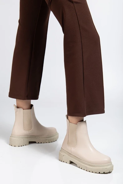 812-2137 Bej Lastikli Günlük Kadın Bot - 3