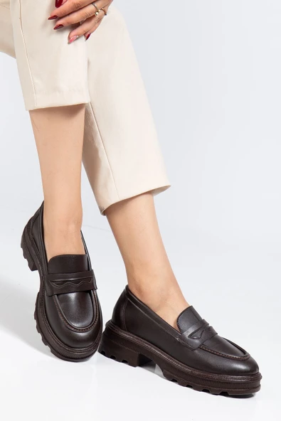 746-759 Kahve Günlük Yüksek Tabanlı Loafer Ayakkabı - 2