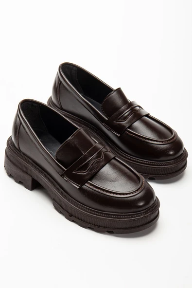 746-759 Kahve Yanki Yüksek Tabanlı Loafer Ayakkabı - 5
