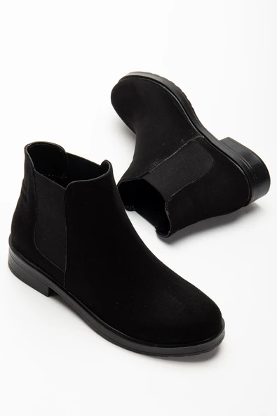 165-230 Siyah Süet Lastikli Günlük Kadın Bot - 5