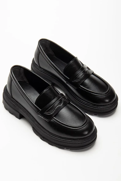 746-759 Siyah Yanki Yüksek Tabanlı Loafer Ayakkabı - 4