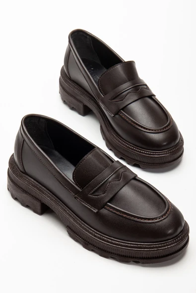746-759 Kahve Günlük Yüksek Tabanlı Loafer Ayakkabı - 4