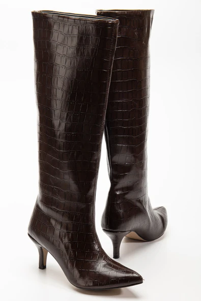 SYT-2025 Kahve Kroko Günlük Kadın Çizme - 5