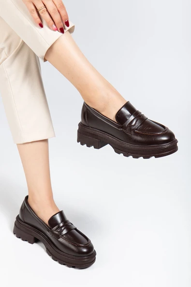746-759 Kahve Yanki Yüksek Tabanlı Loafer Ayakkabı - 2