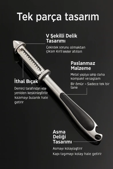 Lux Paslanmaz Ultra Keskin Çelik Sebze Meyve Soyacağı - Resim 6