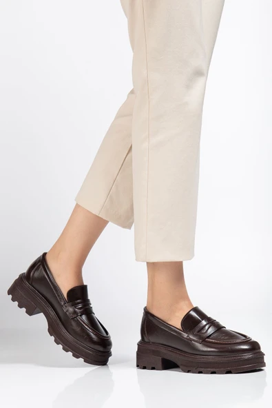 746-759 Kahve Yanki Yüksek Tabanlı Loafer Ayakkabı - 3