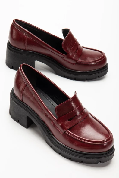 746-759 Bordo Yanki Yüksek Tabanlı Loafer AyakkabI - 5