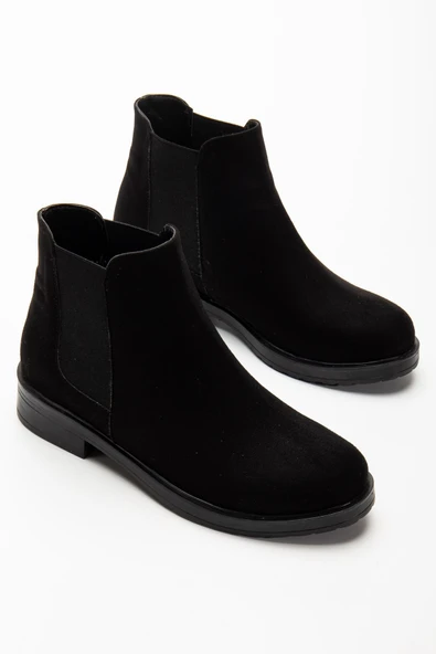 165-230 Siyah Süet Lastikli Günlük Kadın Bot - 4