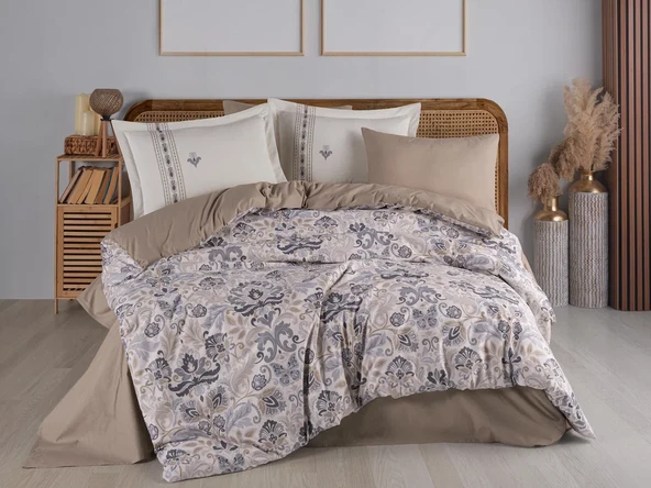 Hobby Çift Kişilik Poplin Nevresim Anabel Gri ürün görseli