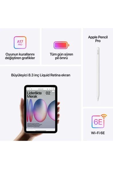 Apple iPad mini Wi-Fi 256GB - Mor - Resim 6