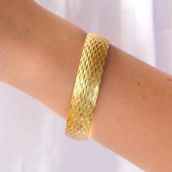 Altın Kaplama Desenli İmitasyon Bilezik-BLZ-3109 - Resim 2