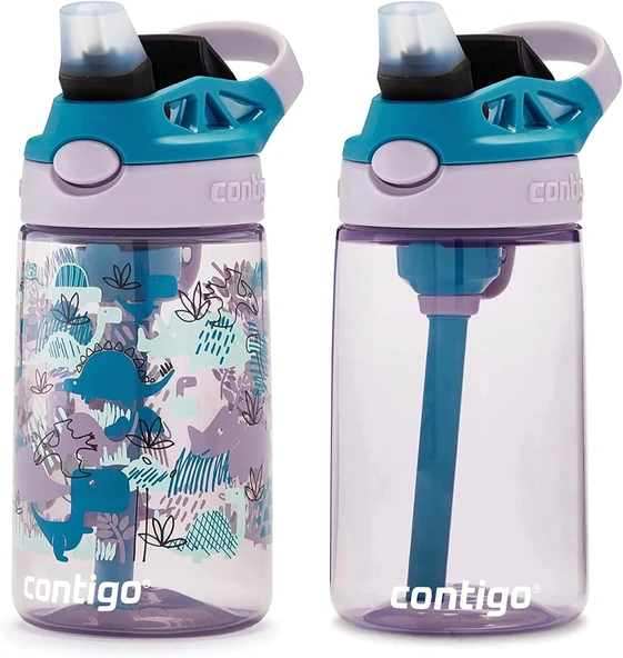 Contigo Yeniden Tasarlanmış Otomatik Ağızlı Çocuk Su Şişesi, 14 oz., Dinolar, 2'li Paket - 4