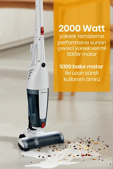 Goldmaster GM-7545 Joker Beyaz Dikey Elektrikli Süpürge - Resim 7