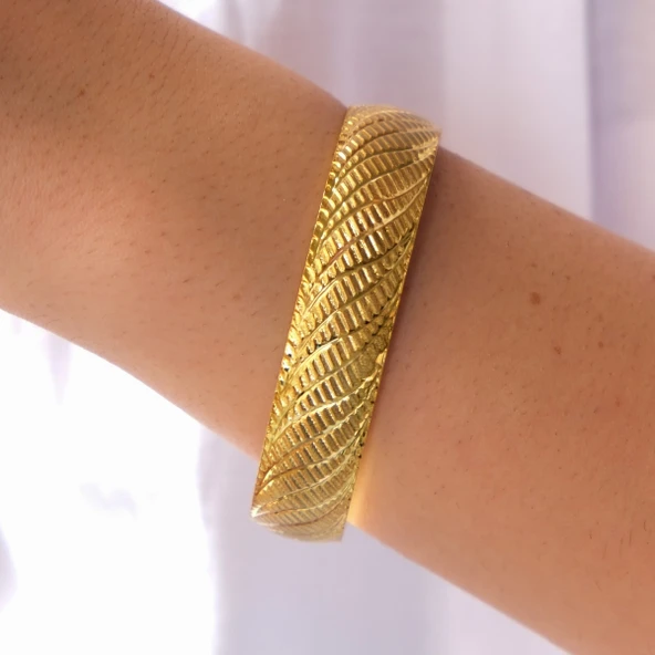 Altın Kaplama Rüzgar Model İmitasyon Bilezik-BLZ-3108 - Resim 2