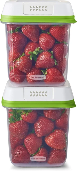 Rubbermaid FreshWorks Saver, Orta Boy Saklama Kapları, 2'li Paket, 7,2 Fincan, Şeffaf, 2 Adet