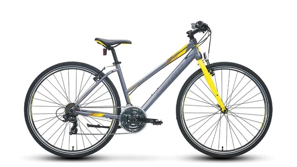 CARRARO SPORTIVE 322 KADIN ŞEHİR BİSİKLETİ 480H V 28 JANT 21 VİTES MAT ANTRASİT SARI KOYU SARI ürün görseli