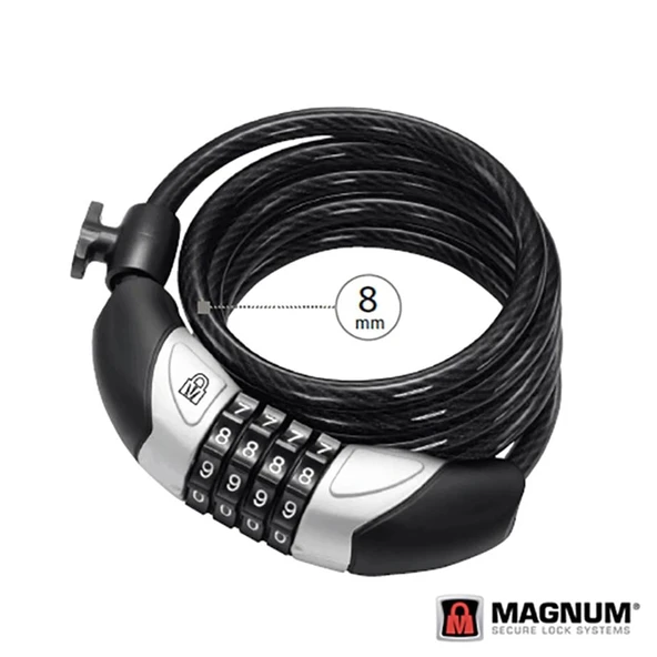 MAGNUM BİSİKLET ŞİFRELİ KİLİT HALAT 8X1800 4B 3112 KLT-203 ürün görseli 1