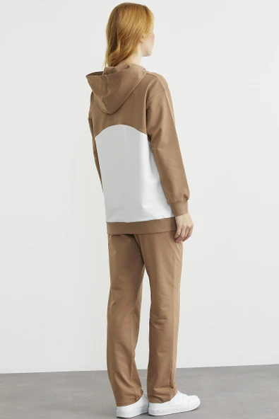 Oversize Kapüşonlu Eşofman Takım - Kamel - Resim 6