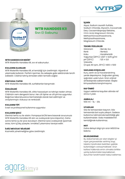 WTR Handdes KR Sıvı El Sabunu 20 L - Resim 2
