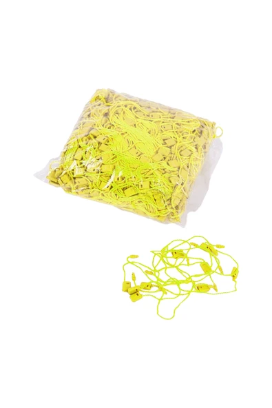 Sarı Renk Kilitli Geçmeli Etiket İpi 1.000 Adet Plastik Kart ve Fiyat Etiketi Bağlama İpi ürün görseli 1