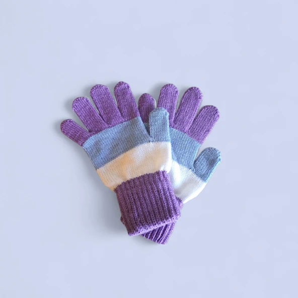 Garson Beden Kız Çocuk Eldiven Lila 8-12 Yaş - Resim 3