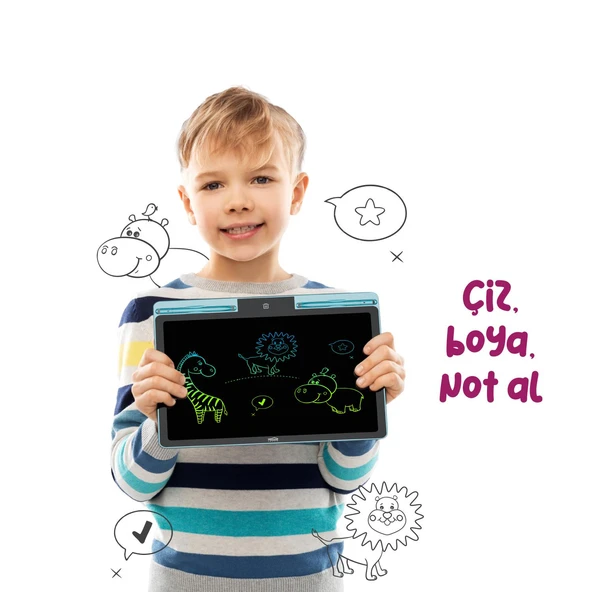 House Pratik HP78 Pilli LCD Ekran Elektronik Yazı Tahtası 16 İnç Mavi - 3