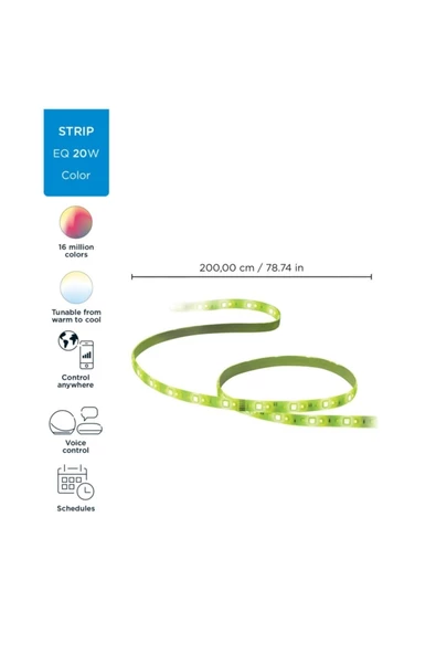 Wiz Wi-fi Ble Renkli Ambiyans Akıllı Led Şerit 2 Metre Başlangıç Seti 8718699788162 - 2