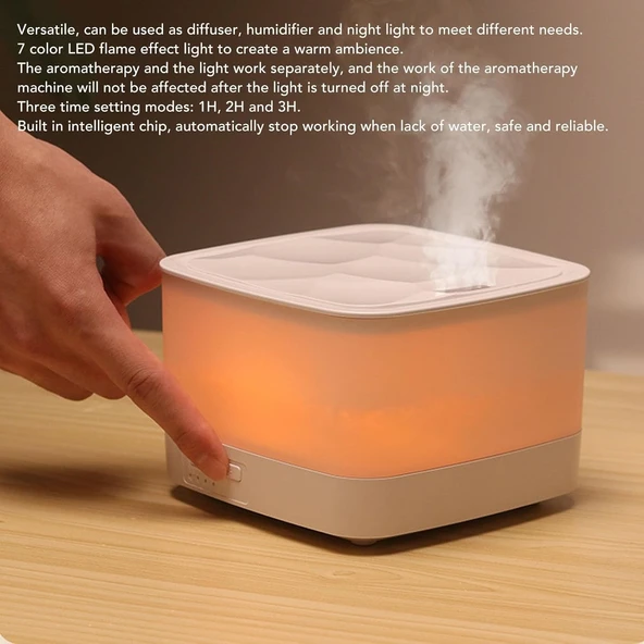 AteşTech Hava Nemlendirici Kumandalı Buhar Makinesi 7 Renk Led Işıklı 800ML Zaman Ayarlı ürün görseli