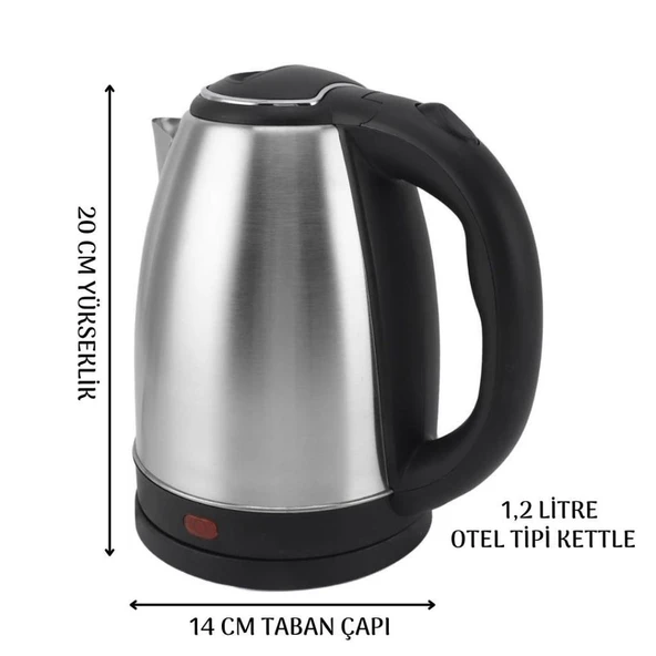 Crown CRW-7105 1,2L Otel Tipi Kettle 1500 Watt - Resim 2