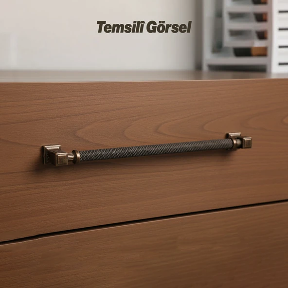 Talas Tırtıklı Antik Bakır Metal 288 mm Kulp Dayanıklı Kulpları Mobilya Çekmece Dolap Kapak Kulpu - Resim 2