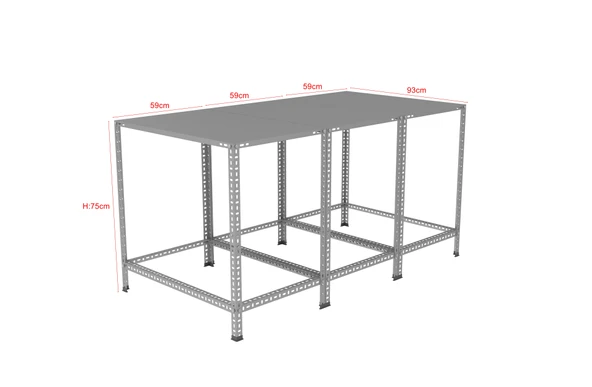 PAKETLEME MASASI - ATÖLYE, DEPO, HOBİ ÇALIŞMA MASASI  Galvaniz 177x93 cm 75 cm 1.00 mm - Resim 2