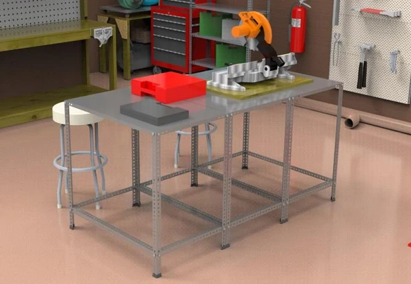 PAKETLEME MASASI - ATÖLYE, DEPO, HOBİ ÇALIŞMA MASASI  Galvaniz 118x93 cm 75 cm 1.00 mm - Resim 6