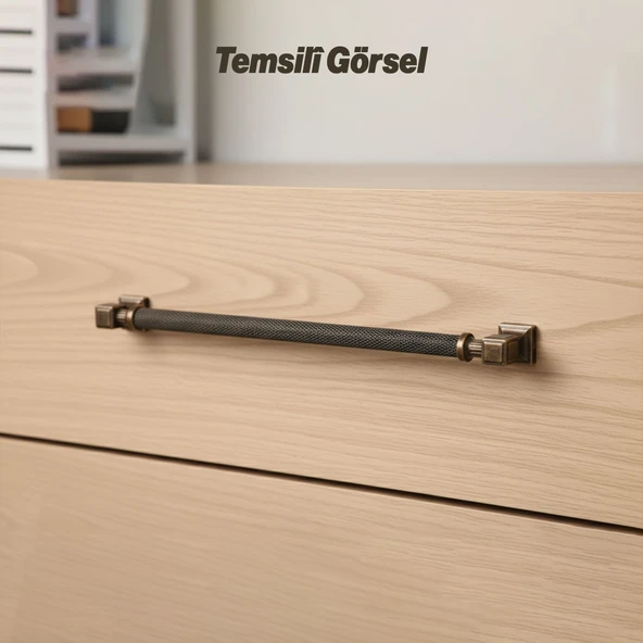 Talas Tırtıklı Antik Bakır Metal 288 mm Kulp Dayanıklı Kulpları Mobilya Çekmece Dolap Kapak Kulpu - Resim 3