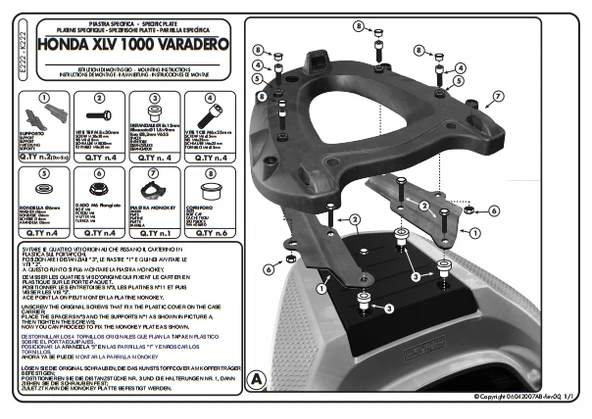 KAPPAK222HONDAXL1000VARADERO(07-12)ARKAÇANTATAŞIYICI - 2
