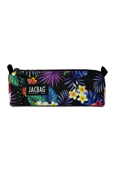 JACBAG Prıme Pencıl Case-üçgen Tip Kalemkutu MOR YAPRAK DESENLİ ürün görseli 1