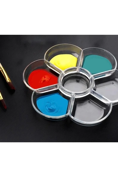 Resim Paleti Şeffaf Akrilik Papatya Şeklinde 17.5cm Çaplı - Resim 4