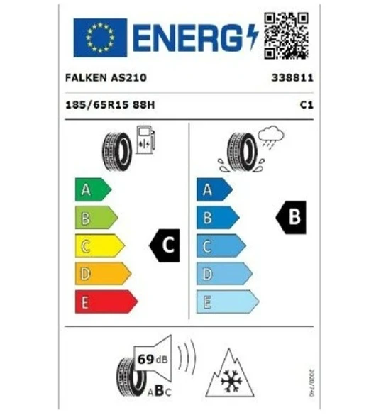 Falken 185/65 R15 TL 88H EUROALL SEASON AS210 Oto 4 Mevsim Lastiği (Üretim Tarihi:2025) - Resim 2