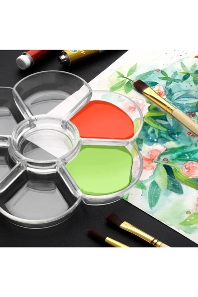 Resim Paleti Şeffaf Akrilik Papatya Şeklinde 17.5cm Çaplı - Resim 3