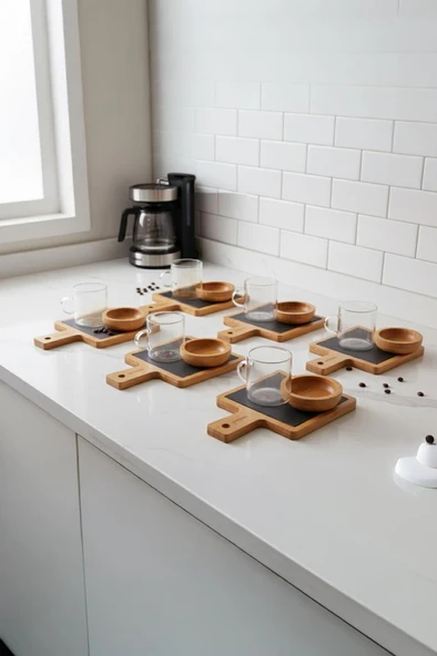 Taşev Lina Doğal Taşlı 6lı Sunum Tabağı - Resim 4