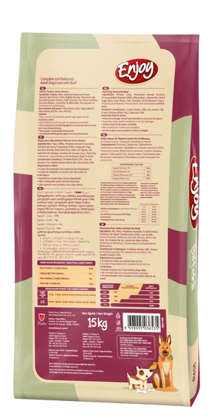 Enjoy Biftekli Yetişkin Köpek Maması 15 Kg - Resim 2